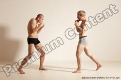 Underwear Martial art Man - Man White Moving poses Slim Short Blond Dynamic poses Academic